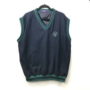 Royal Troon Golf Club Men's XL Vest Blue Green Plaid Vintage 80s Thinsulate